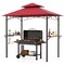 Multi-functional Outdoor Double-Tiered Grill Gazebo Canopy with 2 Side Shelves and 7 Hooks